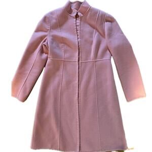 Kenar Women's Pink Wool Long Jacket Size 6 Solid Lined‎